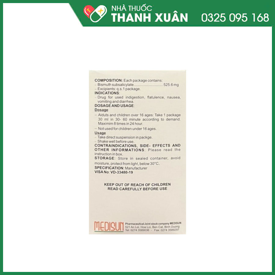 Lubicid supension điều trị triệu chứng khó tiêu, đầy hơi, buồn nôn, đau bụng và tiêu chảy